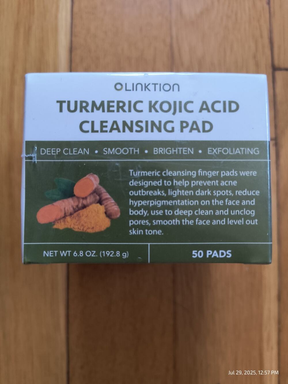 50 Kojic Acid & Turmeric Cleansing Pads Deep Clean Brighten Exfoliating Sealed